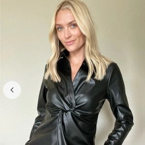 NWT Faux Leather Top by Six Fifty size L Or S